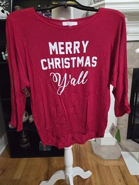 Moa Moa Red Long Sleeve "Merry Christmas Y'all" Tee